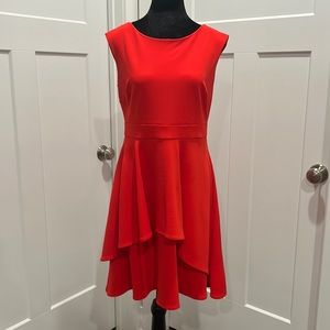 Shelby and Palmer Red Dress, size 6, sleeveless with ruffle skirt.
